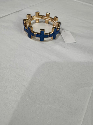 Blue N Gold Stretchy Cross Bracelet
