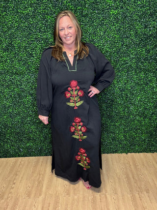 Entro Embroidered Long Sleeve Maxi