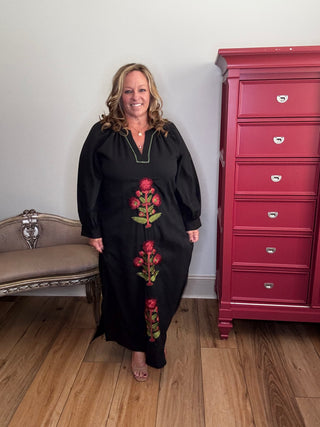 Entro Embroidered Long Sleeve Maxi