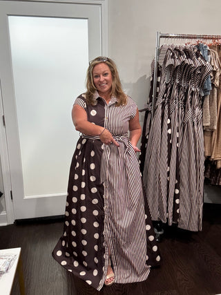 Jade by Jane Polka Dot and Stripe Maxi Dress