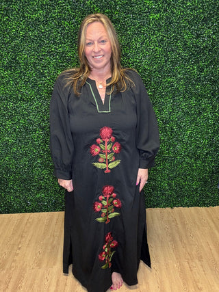 Entro Embroidered Long Sleeve Maxi