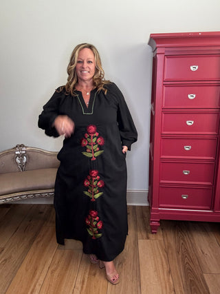Entro Embroidered Long Sleeve Maxi
