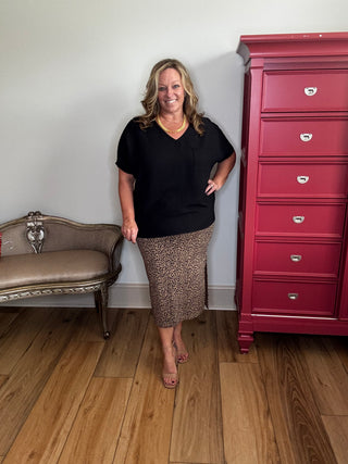 Leopard Knit Pencil Skirt