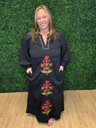 Entro Embroidered Long Sleeve Maxi