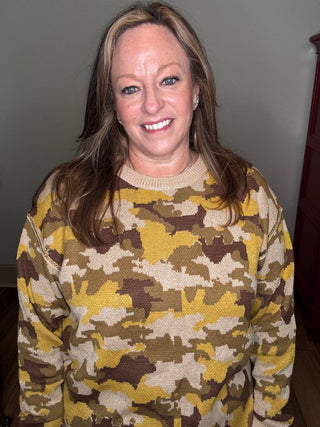 Easel Olive Camo Sweater