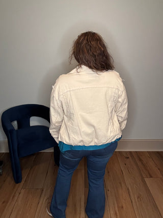 Easel Corduroy Bubble Hem Jacket