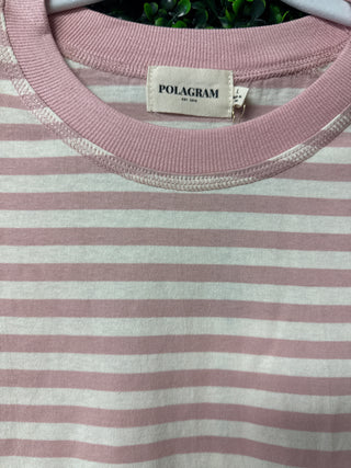 Polagram Blush Striped Ribbed Hem Top