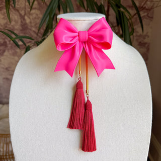 Rahya Ribbon Bow Bolo Flamingo Pink