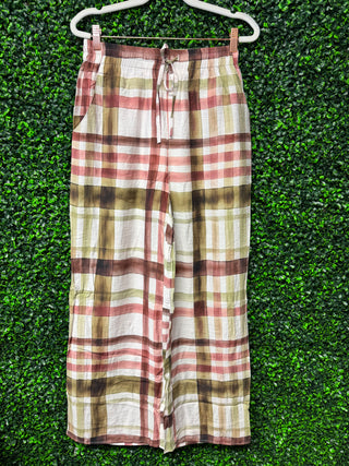 Entro Plaid Wide Leg Pants