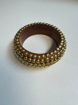 Koda Gold Studded Wooden Bracelet
