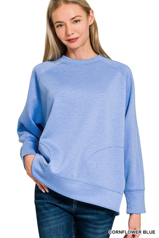 Zenana Scuba Round Neck Pullover