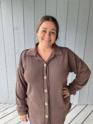 Ribbed Button Down