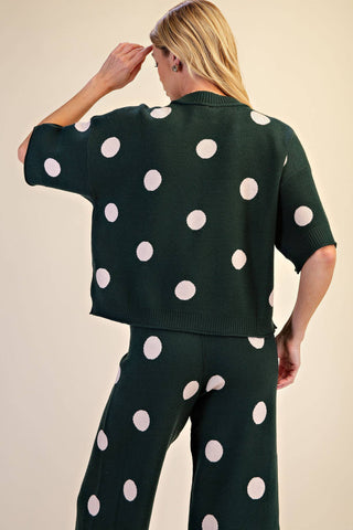 Glam Polka Dot Short Sleeve Sweater