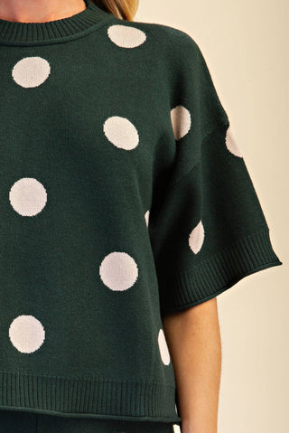 Glam Polka Dot Short Sleeve Sweater