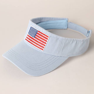Rhinestone American Flag Visor