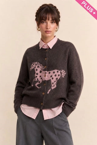 Davi & Dani Polka Dot Horse Cardigan