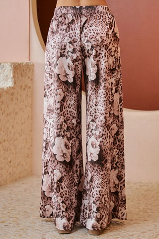 Jade By Jane Leopard Floral Wide Leg Pants