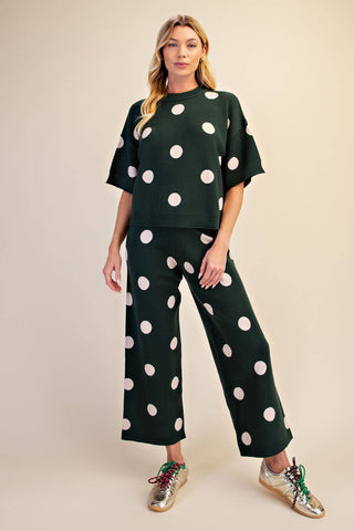 Glam Polka Dot Short Sleeve Sweater
