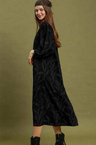 Umgee Jacquard Collared Midi Dress