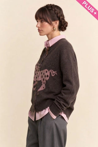Davi & Dani Polka Dot Horse Cardigan