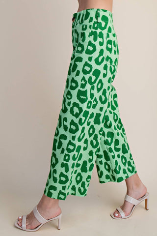 Colette Cropped Wide-Leg Leopard Pants