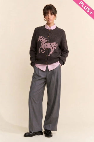 Davi & Dani Polka Dot Horse Cardigan