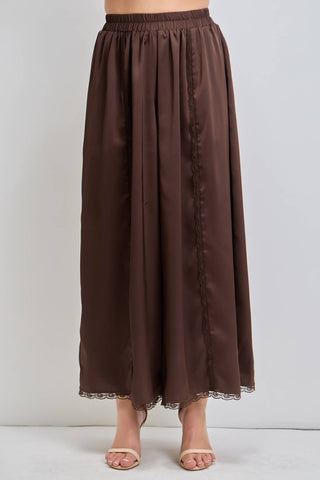 BaeVely Curvy Exclusive Satin Lace Inset Wide Leg Pants