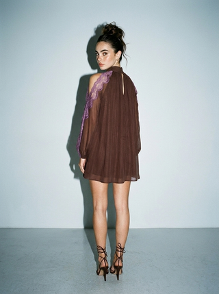 Skylar Rose Lace Trim Chiffon Mini Dress