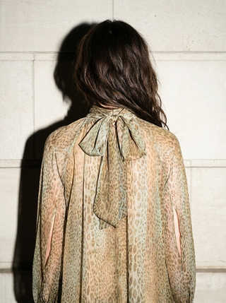 Animal Print Sheer Chiffon High-Low Dress