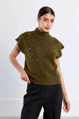 Molly Bracken Studded Sleeveless Sweater
