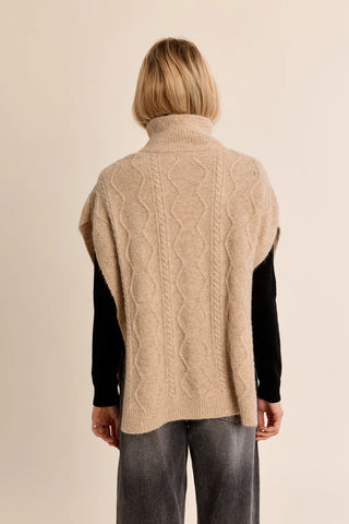 Molly Bracken Cable Knit Turtleneck Poncho