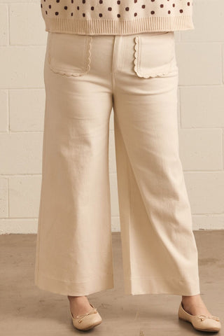 Entro Scallop Trim Wide Leg Pants