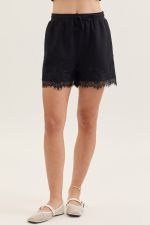 Entro Lace Trim Drawstring Shorts