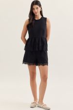 Entro Lace Trim Drawstring Shorts
