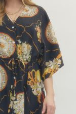 Entro Printed Button Front Maxi Dress