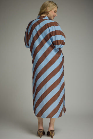Entro Diagonal Striped Midi Dress