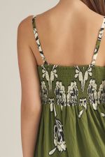 Entro Olive Floral Smocked Maxi Dress