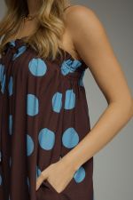 Entro Spaghetti Strap Polka Dot Ruffle Midi Dress
