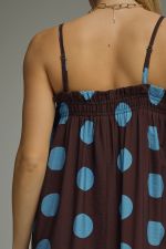 Entro Spaghetti Strap Polka Dot Ruffle Midi Dress