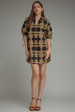 Entro Tie Sleeve Black Printed MIni Dress