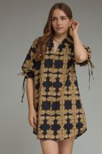 Entro Tie Sleeve Black Printed MIni Dress