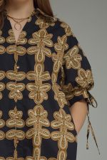 Entro Tie Sleeve Black Printed MIni Dress
