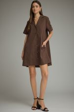 Entro Chocolate Button Up Mini Dress