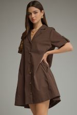 Entro Chocolate Button Up Mini Dress
