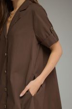 Entro Chocolate Button Up Mini Dress