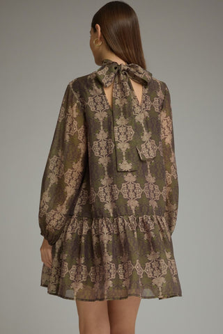 Entro Long Sleeve Drop Waist Mini Dress