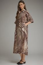 Entro Brown Zebra Print Midi Dress