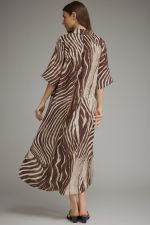 Entro Brown Zebra Print Midi Dress