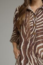 Entro Brown Zebra Print Midi Dress