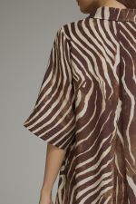 Entro Brown Zebra Print Midi Dress
